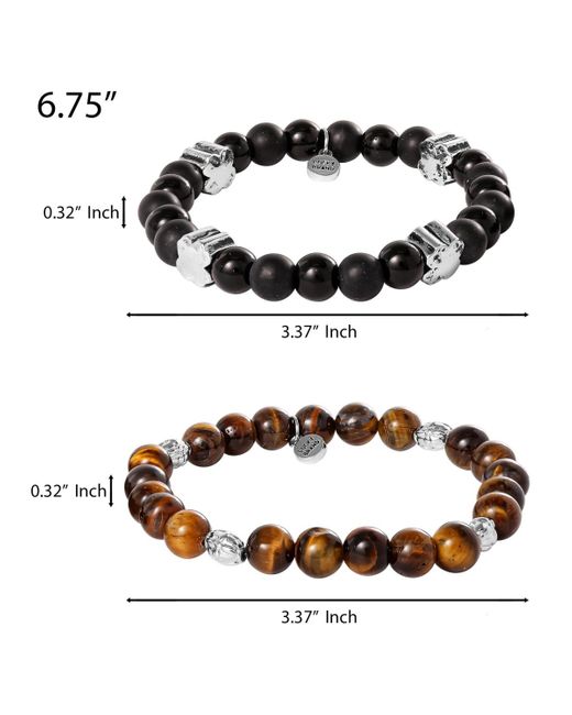 Lucky Brand Stretch Stone Bracelet Set – Black Onyx & Tiger S Eye