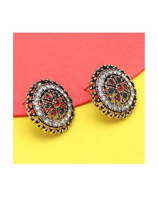 SOH Metallic Circular Stud Earrings