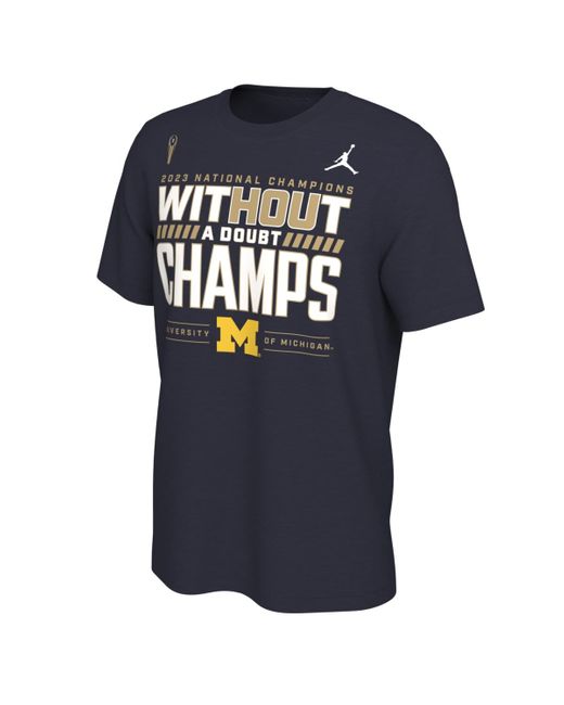 Nike Blue Michigan Wolverines College Football Playoff 2023 National Champions Locker Room T-shirt for men