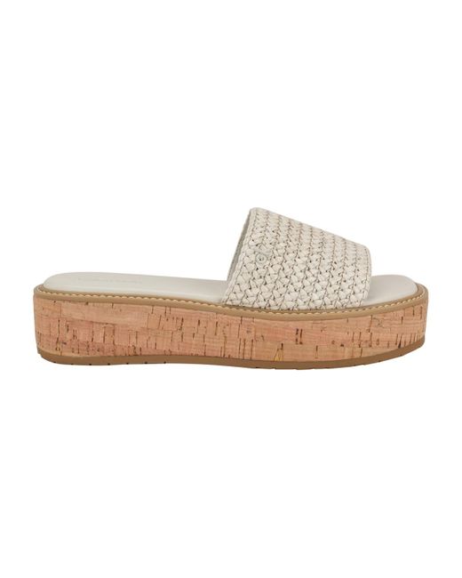 Calvin Klein White Arzelia Single Band Platform Slip-on Sandals