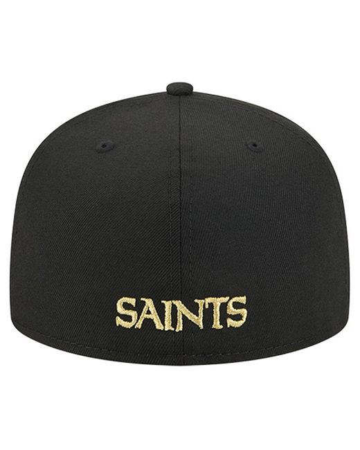 KTZ Black New Orleans Saints Overlap Wordmark 59fifty Fitted Hat for men
