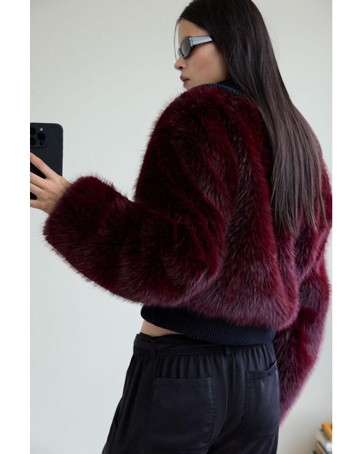 Desigual Orange Raspberry Fur Jacket