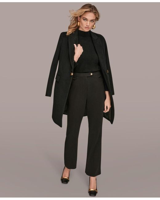 Donna Karan Black Buttoned Notch Collared Coat