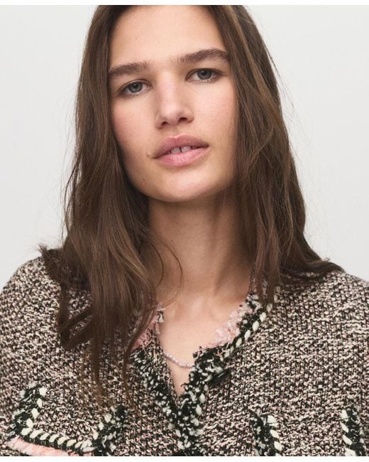 Mango Brown Pocket Tweed Jacket