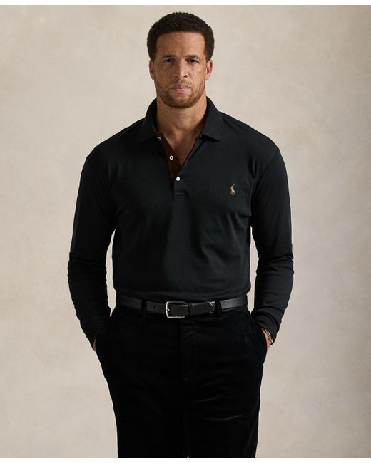 Polo Ralph Lauren Black Classic Fit Soft Cotton Long - Sleeve Polo Shirt for men