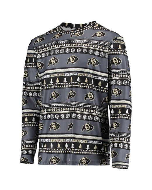 Concepts Sport Black Colorado Buffaloes Ugly Sweater Long Sleeve T-shirt And Pants Sleep Set for men