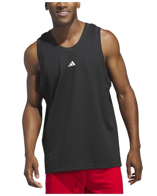 Adidas Black Legends Sleeveless 3-stripes Logo Basketball Tank for men