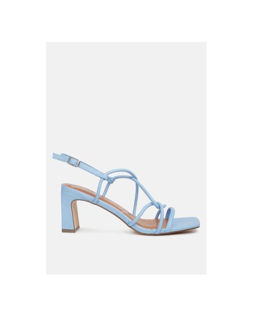 LONDON RAG White Andrea Knotted Straps Block Heeled Sandals