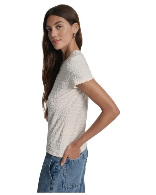 DKNY Blue Jacquard Logo Crewneck T-shirt