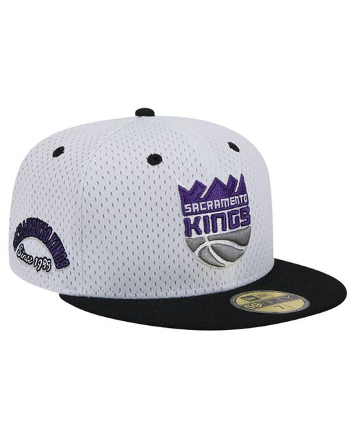 KTZ Blue White/black Sacramento Kings Throwback 2tone 59fifty Fitted Hat for men