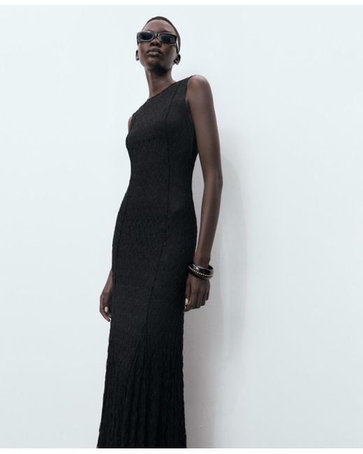 Mango White Long Lace Dress