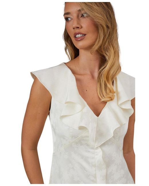 Oasis White Satin Jacquard V-neck Bridesmaid Dress