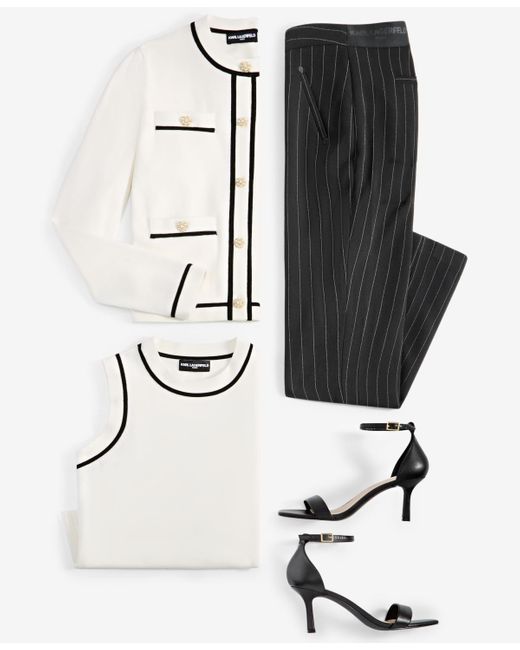 Karl Lagerfeld White Contrast-trim Sleeveless Sweater