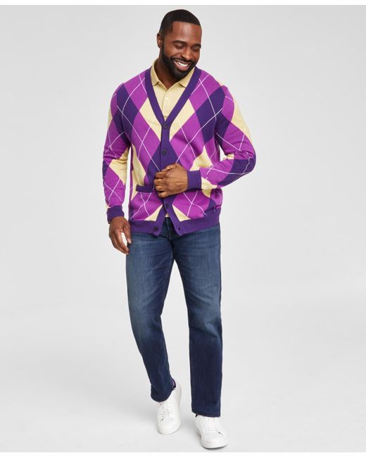 Club Room Blue Regular-fit Argyle Cardigan for men