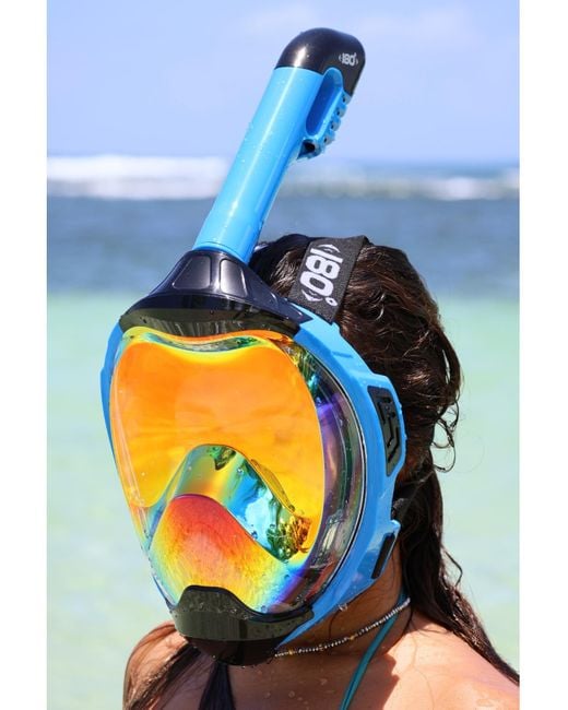 180° Blue Moflow+ Irridium Full Face Snorkel Mask Yellow L/xl – Panoramic View