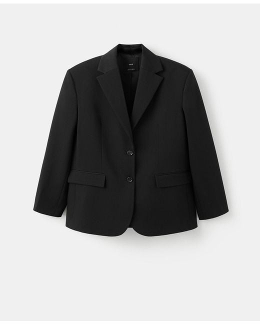 Mango Black Flap Pockets Straight Blazer