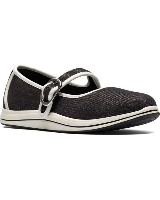 Clarks Black Breeze Janey Round Toe Flats