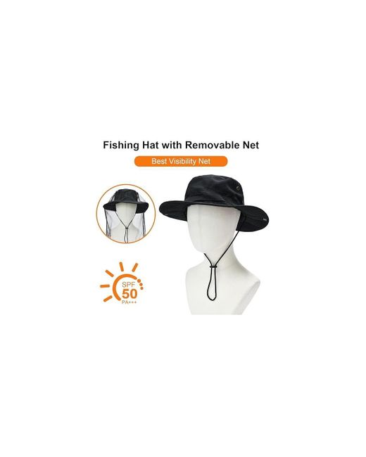 Multijoy Black Foldable Boonie Hat Upf 50+ Sun Protection For Hiking Fishing Summer
