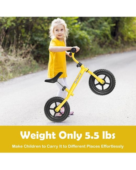 COSTWAY White Kids Balance Bike No Pedal Training Bicycle W/ Adjustable Handlebar & Seat