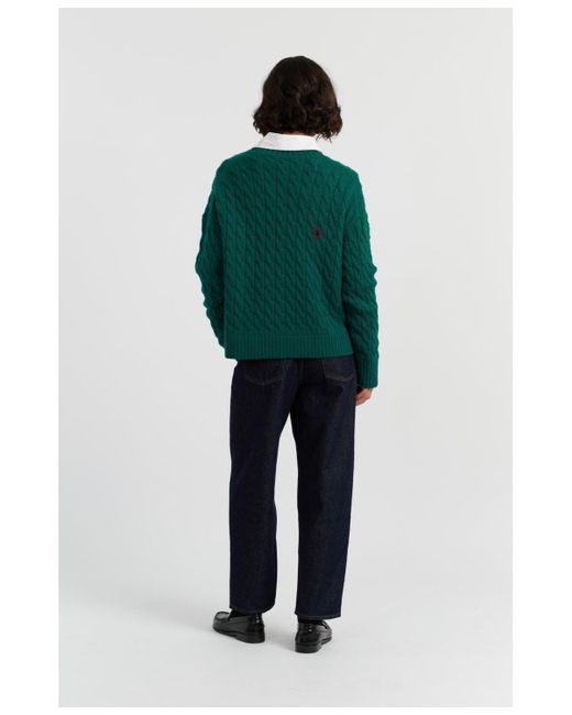 Chinti & Parker Green Wool Cashmere Snoopy Cable Cardigan
