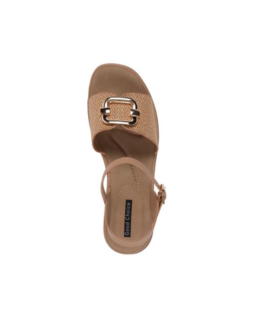 Gc Shoes Brown Fia Ankle Strap Wedge Sandals