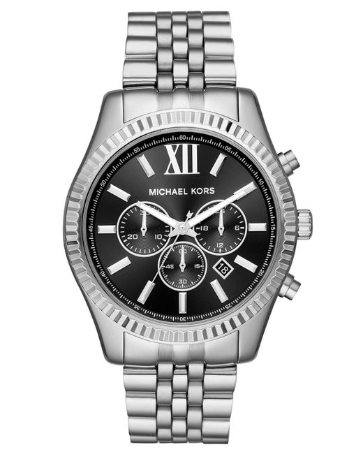 Michael Kors Gray Chronograph Lexington Stainless Steel Bracelet Watch 44mm for men