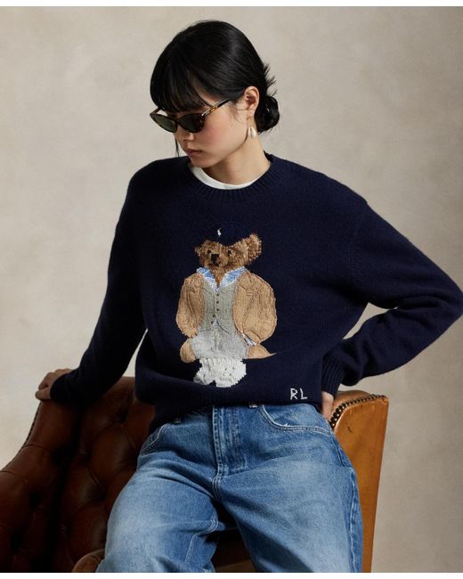 Polo Ralph Lauren Blue Polo Bear Wool-cashmere-blend Sweater