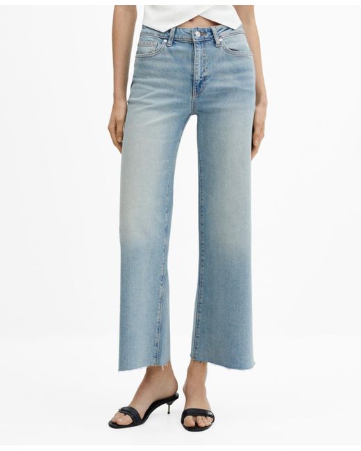 Mango Blue Wide Leg Mid-rise Jeans