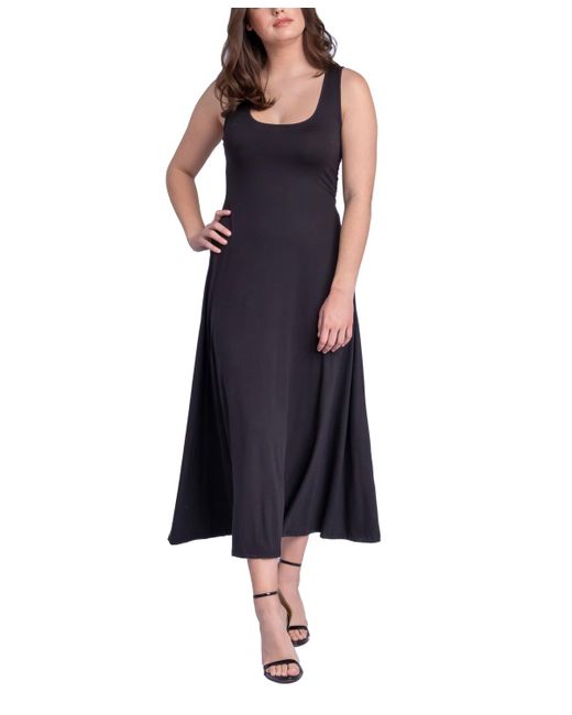 24seven Comfort Apparel Blue Relaxed Sleeveless Tunic A-line Long Dress