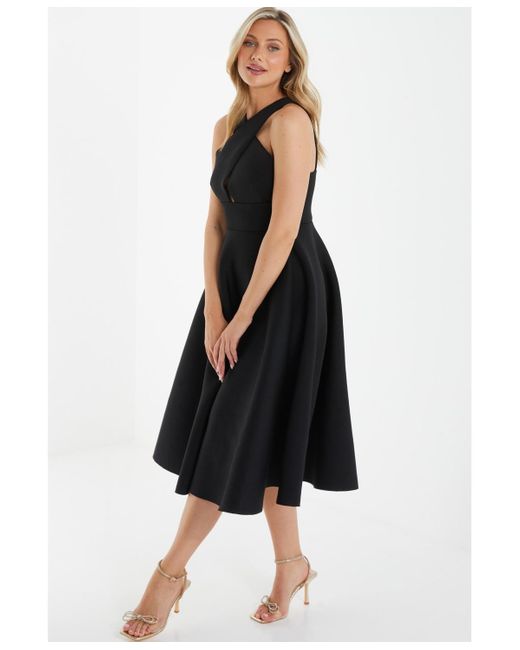 Quiz Keyhole Skater Midi Dress in Black Lyst