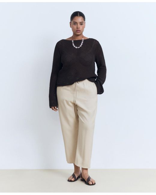 Mango Natural Drawstring Flowy Pants