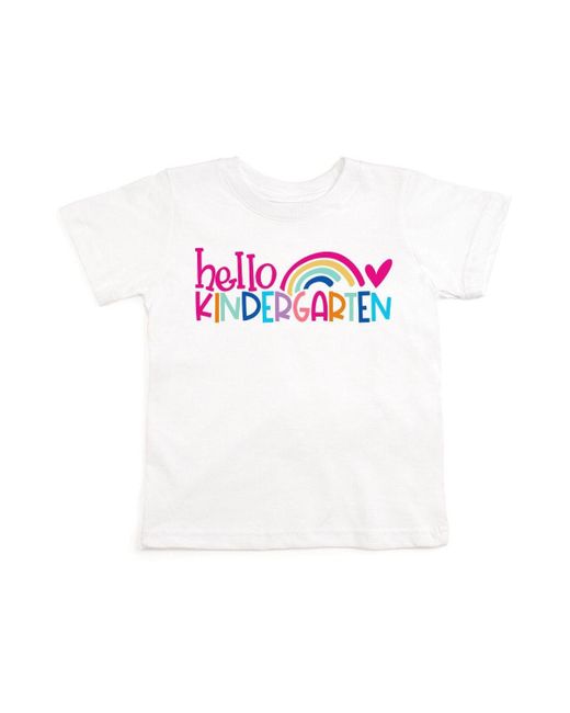 Sweet Wink White Little And Big Girls Hello Kindergarten Short Sleeve T-shirt