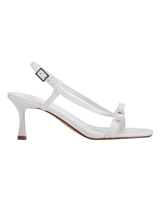 Marc Fisher White Danzy Bow Square Toe Dress Sandals