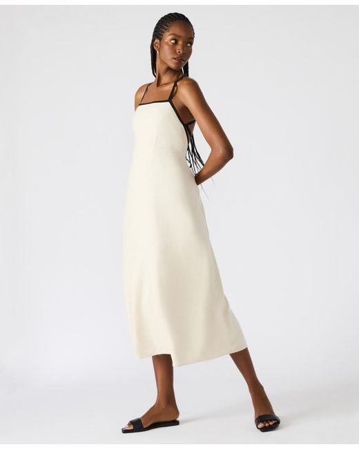 Steve Madden Natural Riyan Tipped Apron-neck Midi Dress