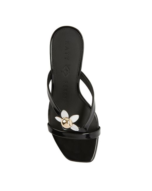 Katy Perry Black Oceanside Flower Slip-on Sandals