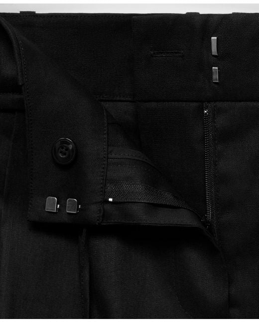 Mango Black Bow Belt Linen Shorts