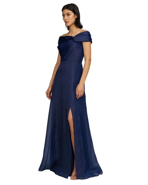 JS Collections Blue Isadora Off-the-shoulder Gown