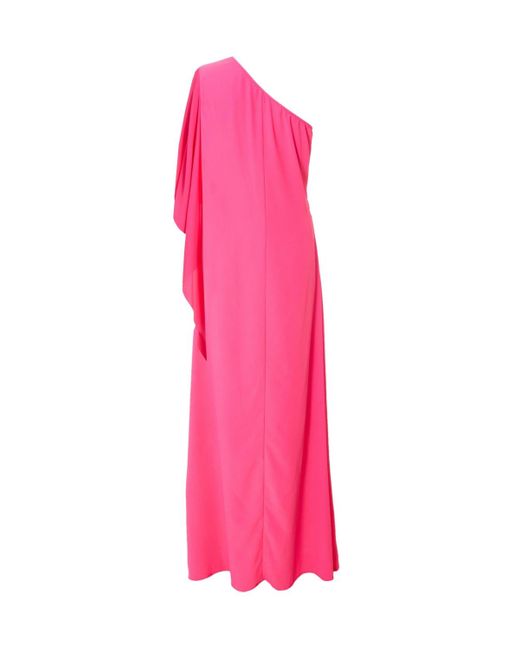 Quiz Pink One Shoulder Frill Detail Crepe Maxi Dress