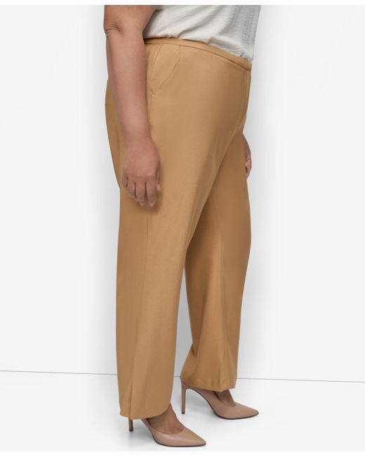 DKNY Natural Plus Size Sueded Canvas High-rise Pants