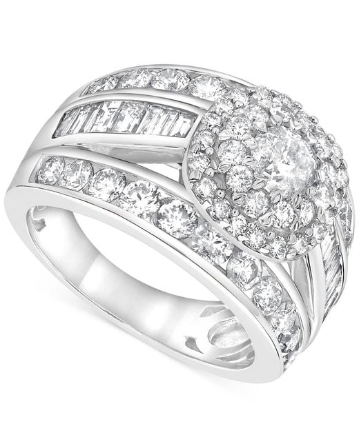 Macy's White Diamond Round Multirow Cluster Ring (3 Ct. T.w.