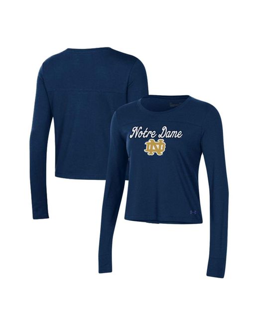 Under Armour Cotton Navy Notre Dame Fighting Irish Vault Cropped Long ...