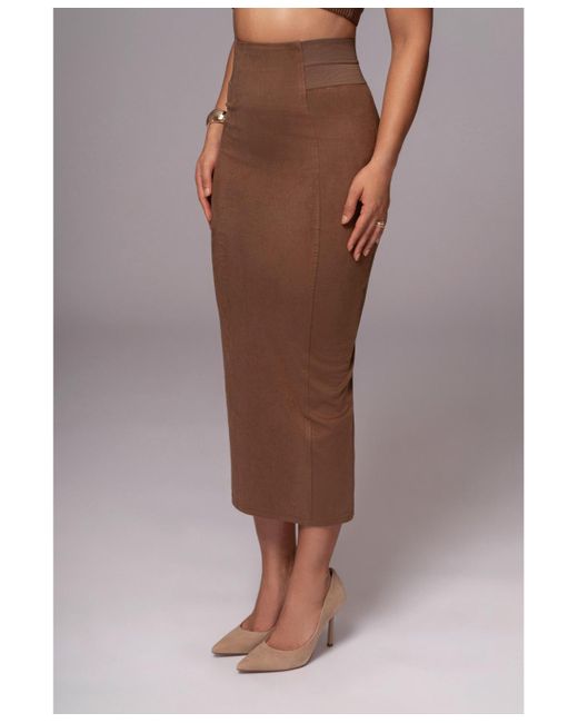 JLUXLABEL Brown Phoenix Suede Skirt