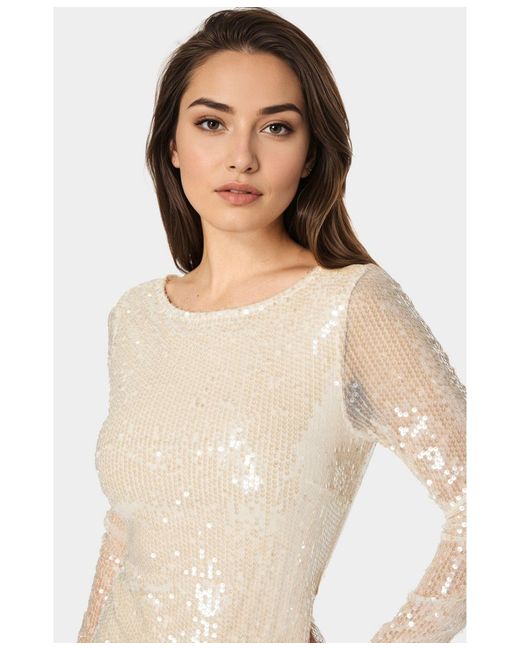Bebe White Cowl Back Sequin Mini Dress