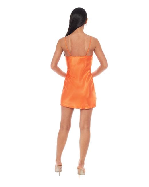 Bebe Orange Satin Bias Mini Dress