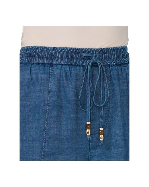 Cece Blue Scallop Chambray Pull-on Pants