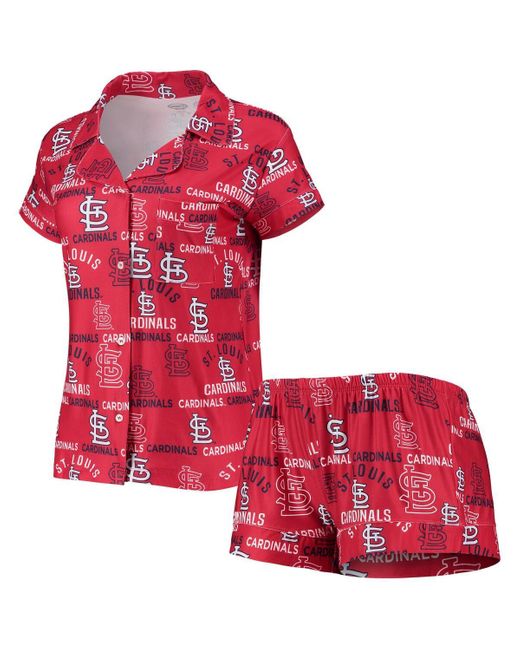 Concepts Sport Red St. Louis Cardinals Flagship Allover Print Top And Shorts Sleep Set