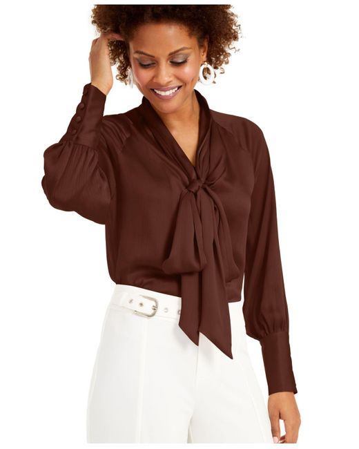 Tie-neck Satin Blouse, Created 