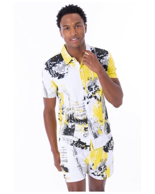 DAI MODA Blue Unity Print Pull On Shorts for men