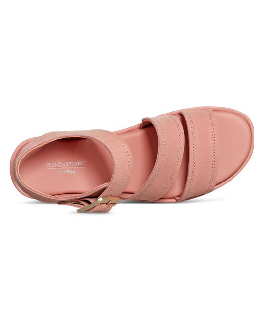 Rockport Pink Anala Strappy Open Toe Casual Wedge Sandals