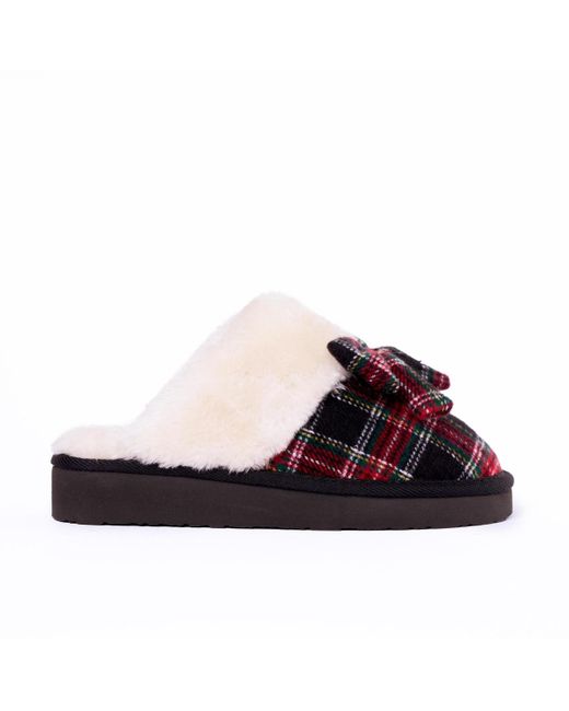 Minnetonka Black Bow Scuff Slippers